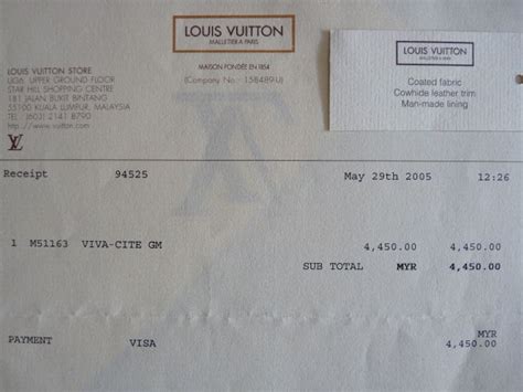 louis vuitton receipt reprint